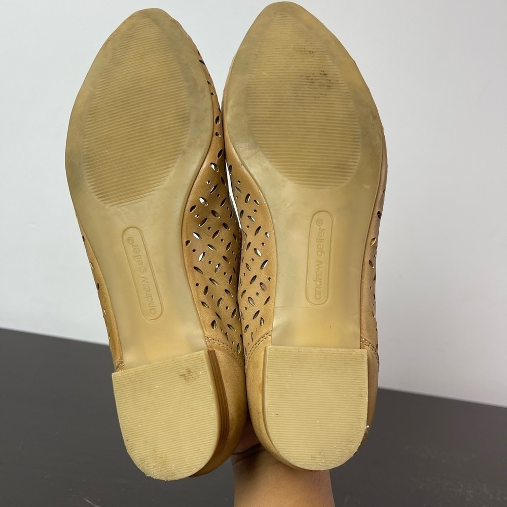 Andrew Geller Tan Perforated Ballet Flats - Picture 5 of 6